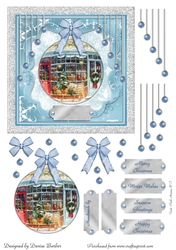 300 dpi 6x6 in Topper & Decoupage - Christmas scene Bauble - choice of tags no.7
