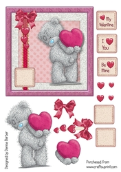 300dpi 6x6 in topper & decoupage- Valentine - Bear with heart - Female or Male