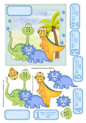 300dpi 6x6 ins topper & Decoupage, baby dinosaurs - ages 1-5 Son