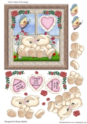 300dpi, 6x6ins Topper & Decoupage- 2 bears - Anniversary