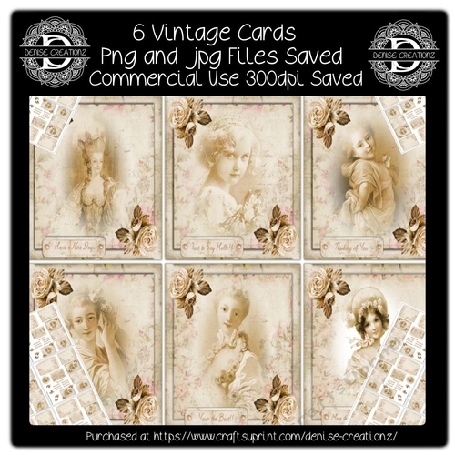 6 x Vintage Cards