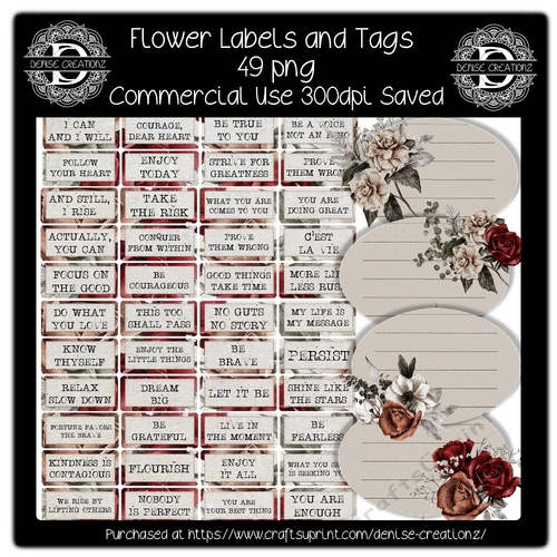 Flower Quote Labes and Tags