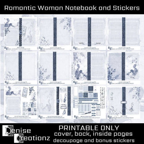 Romantic Woman Notebook and Stickers