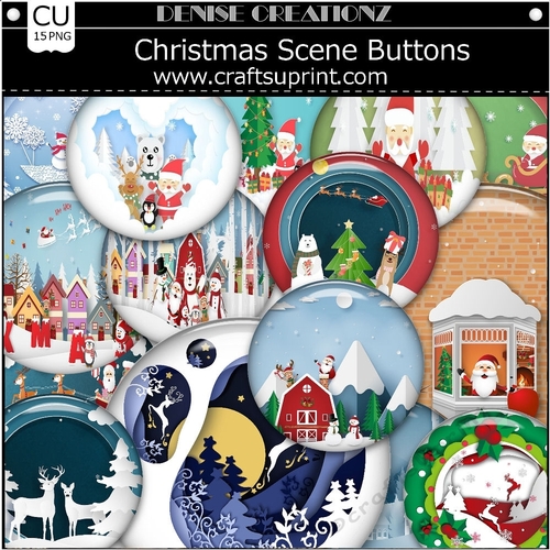 Christmas Scene Buttons