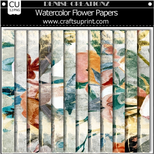 Watercolor Flower Papers