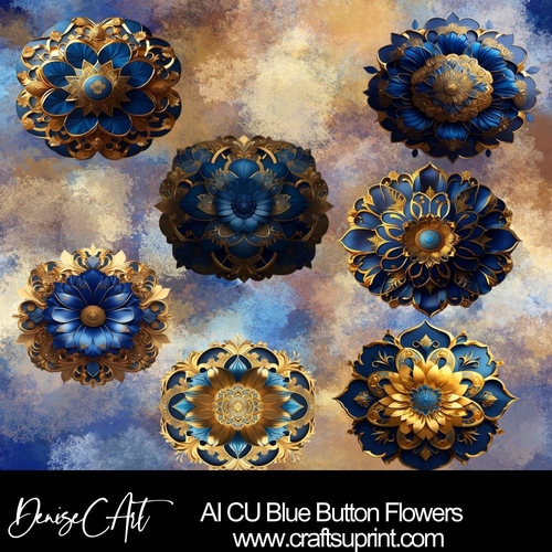 AI CU Blue Button Flowers