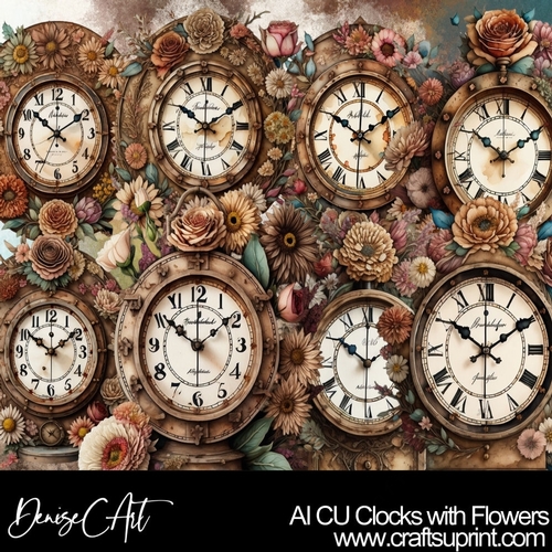 AI CU Clocks with Flowers