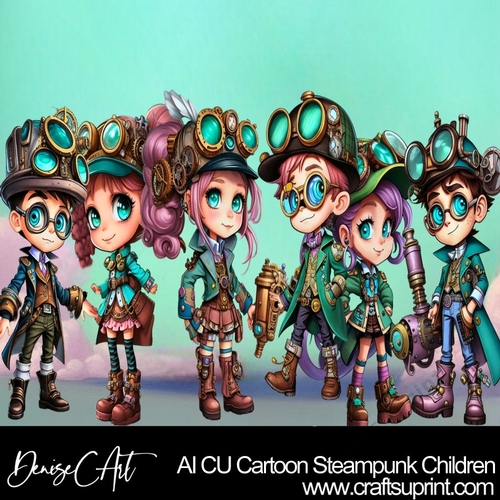 AI CU Cartoon Steampunk Children