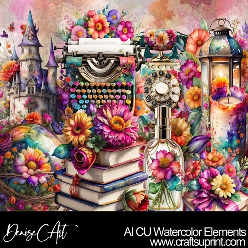 AI CU Watercolor Flowerd Elements