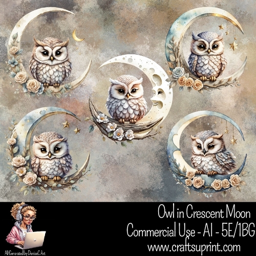 Owl in Crescent Moon