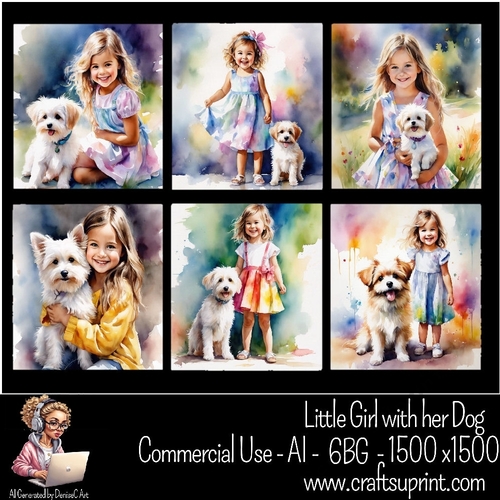 Little Girl with her Dog
