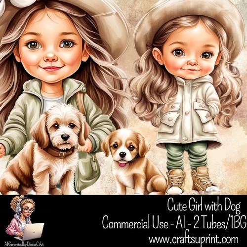 Cute Girl with Dog