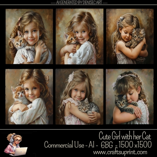 Cute Girl with her Cat