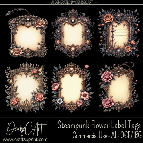 Steampunk Flower Label Tags