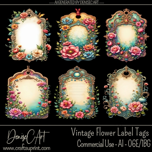 Vintage Flower Label Tags