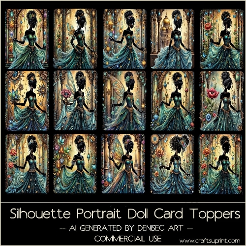 Silhoutte Portrait Doll Card Toppers