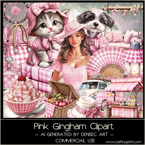 Pink Gingham Clipart