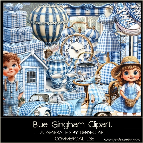 Blue Gingham Clipart