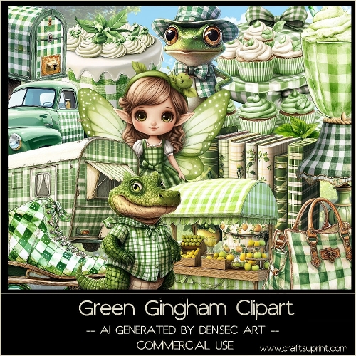 Green Gingham Clipart