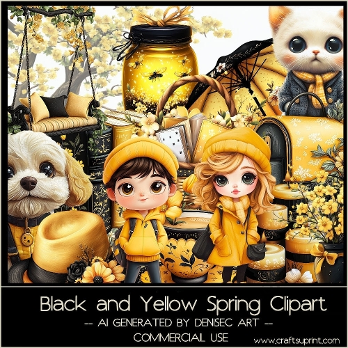 Black and Yellow Spring Clipart