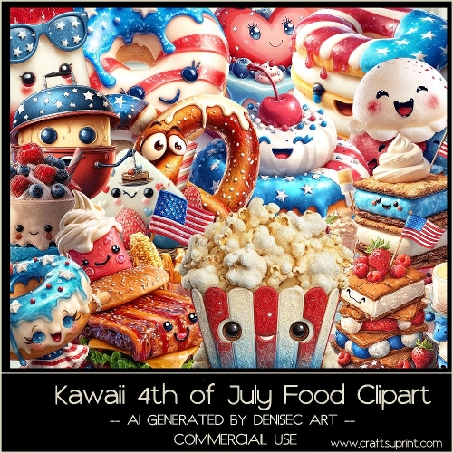 Kawaii 4th of July Food Clipart