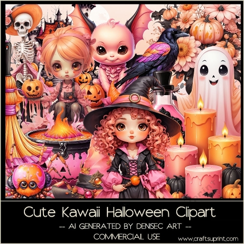 Cute Kawaii Halloween Clipart
