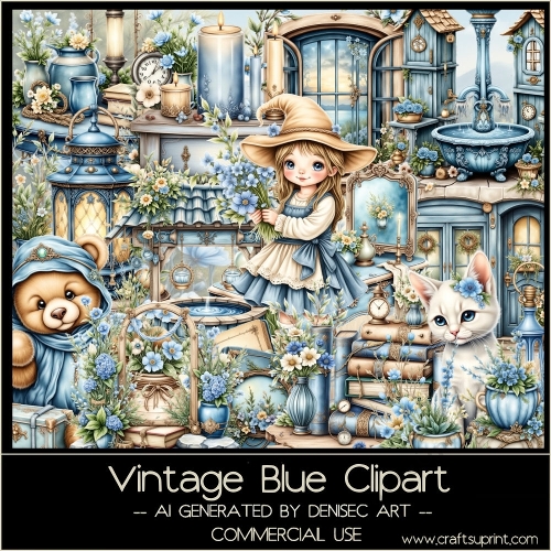 Vintage Blue Clipart