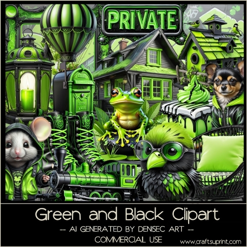 Green and Black Clipart