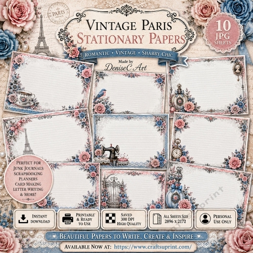 Vintage Paris Stationary Papers