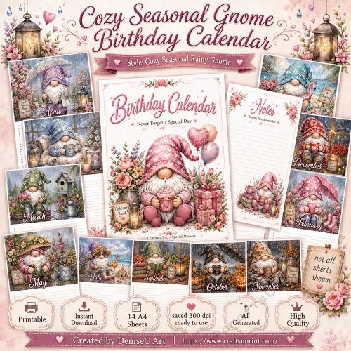 Seasonal Gnome Birthday Calendar