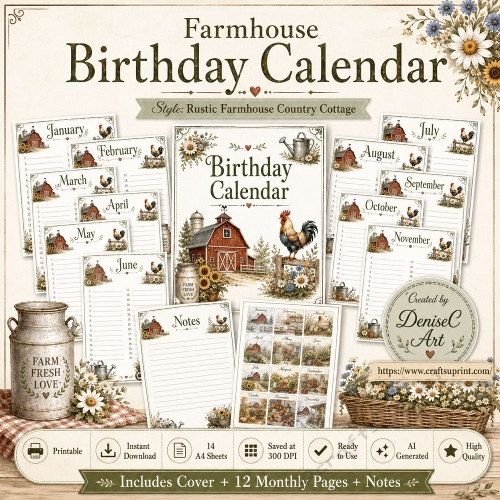 Farmhouse Birthday Calendar