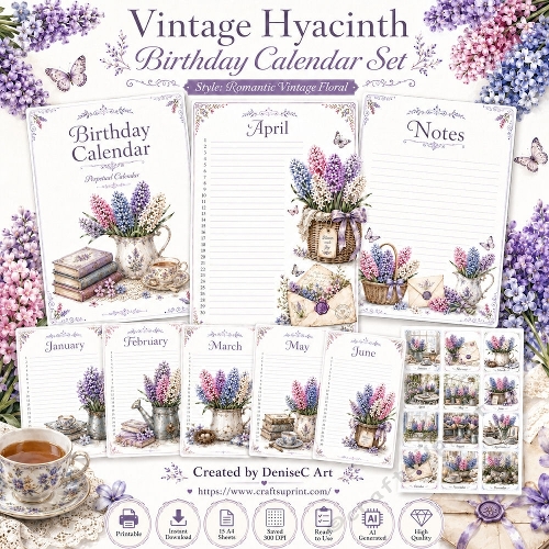 Vintage Hyacinth Birthday Calendar