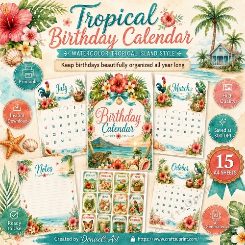 Tropical Birthday Calendar