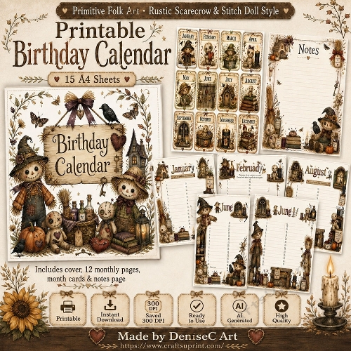Stitches and Spells Birthday Calendar