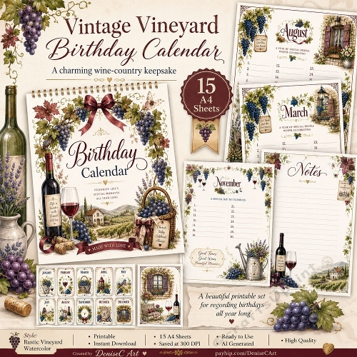 Vineyard Birthday Calendar