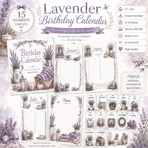 Lavender Birthday Calender