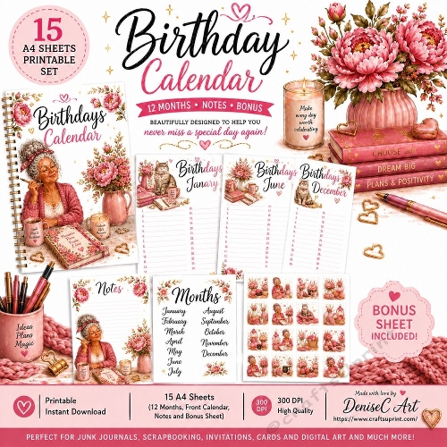 Blush and Bloom Birthday Calendar