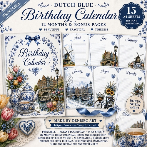 Dutch Blue Birthday Calendar