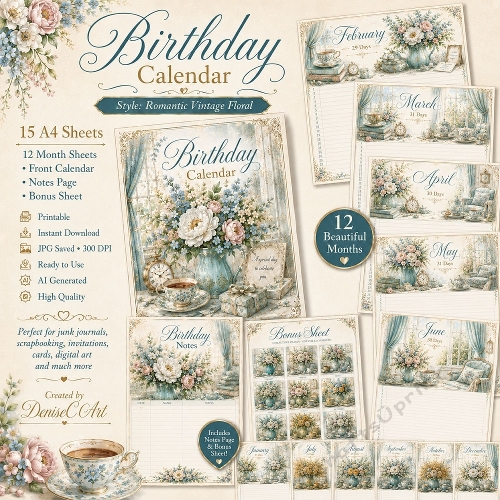 Romantic Vintage Birthday Calender