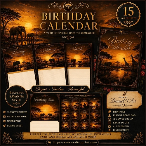 Golden Savannah Birthday Calendar