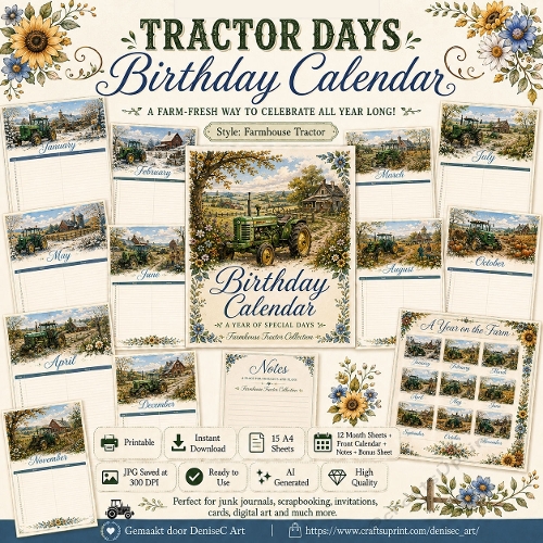 Tractor Time Birthday Calendar