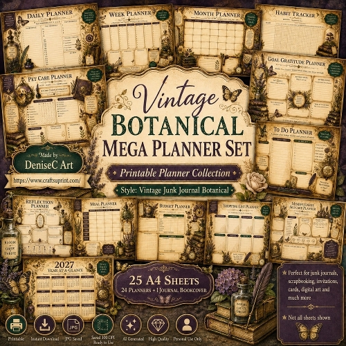  Vintage Botanical Planner