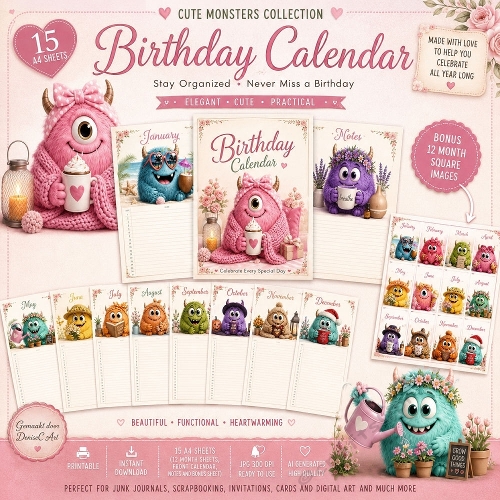 Sweet Monster Birthday Calendar