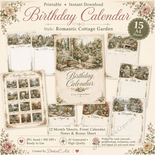 Romantic Garden Birthday Calendar