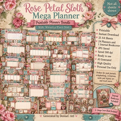 Rose Petal Sloth Planner