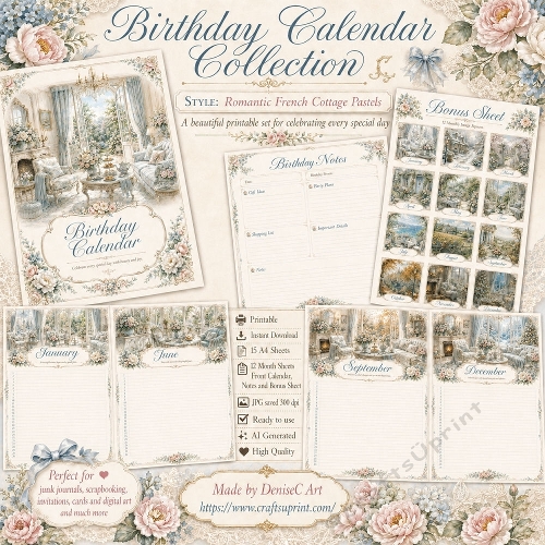 French Cottage Birthday Calendar