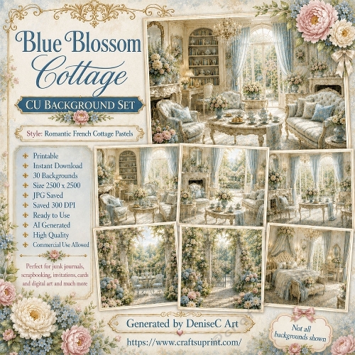 Blue Blossom Cottage Backgrounds