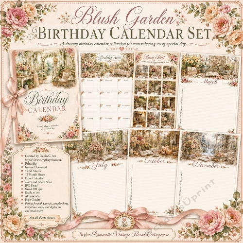 Blush Garden Birthday Calendar