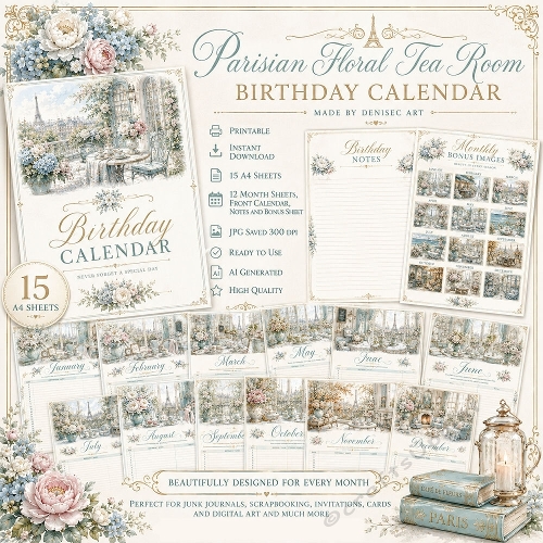 Parisian Tea Room Birthday Calendar