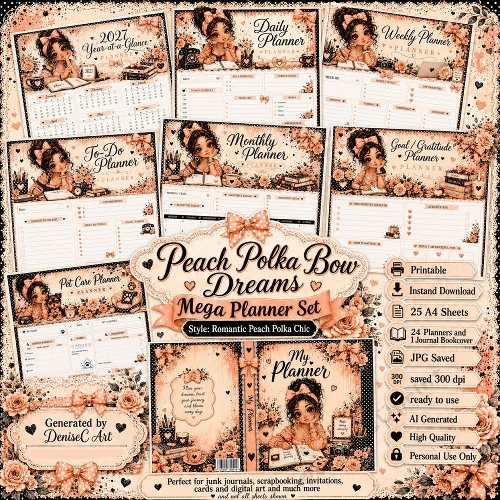 Peach Polka Bow Dreams Planner